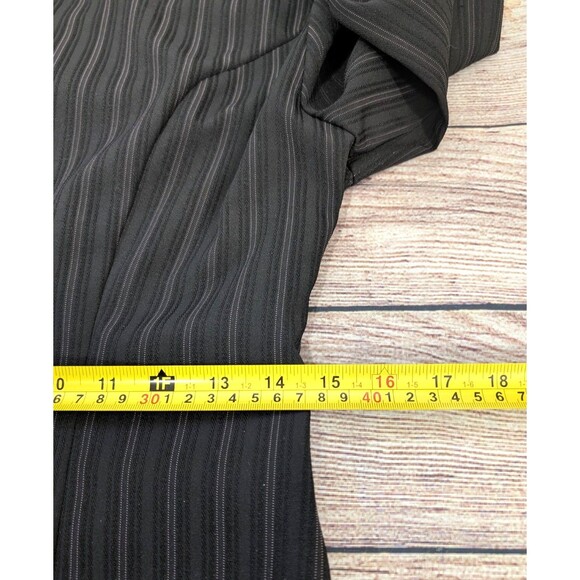 Women's Blazer Size 7/8 Black Pinstriped Hooks Front Tie Belt Long Sleeve Career - Picture 8 of 16